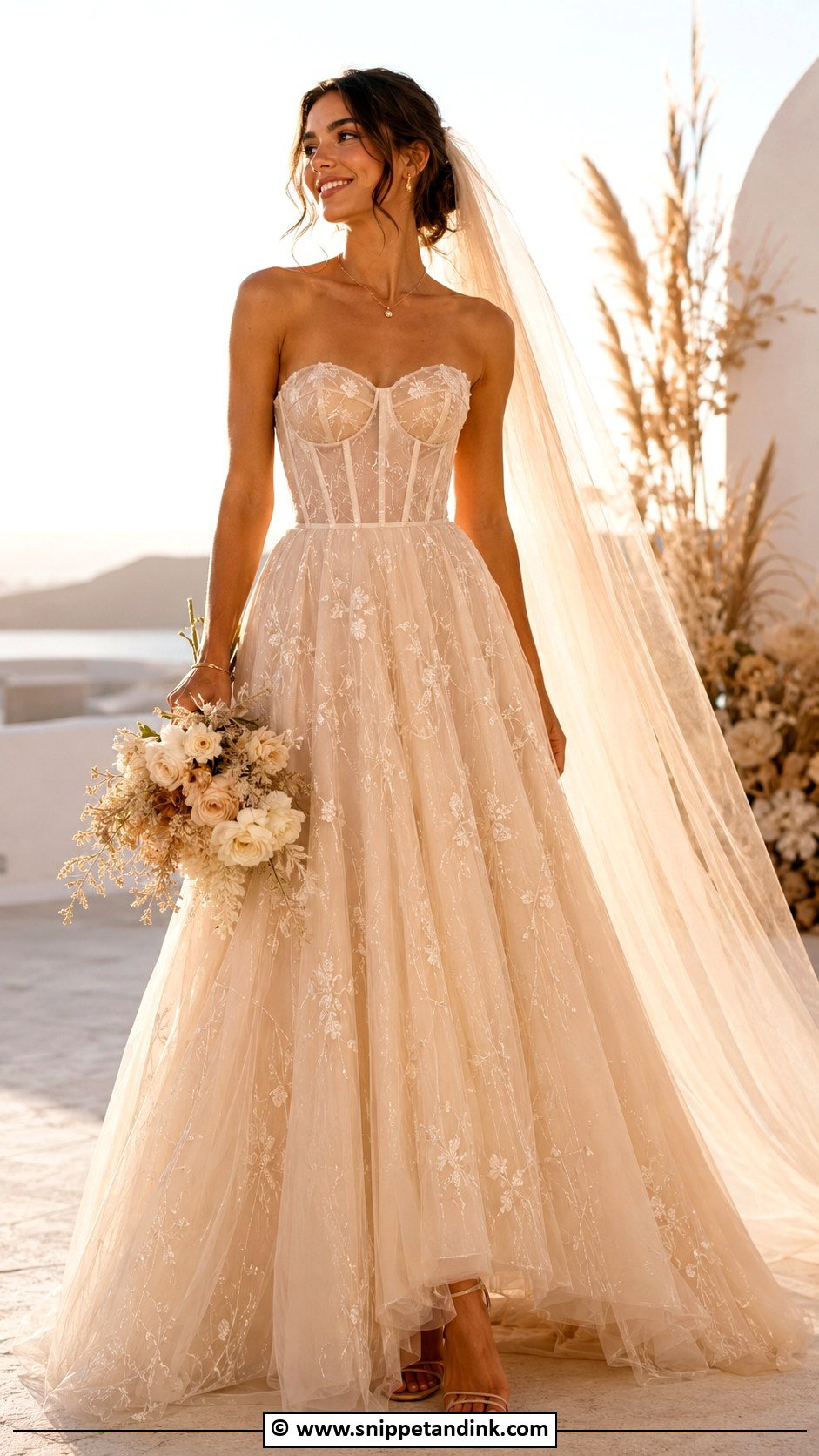 Earthy Champagne Wedding Dress - Snippet and Ink - 30 Earthy Wedding Dresses