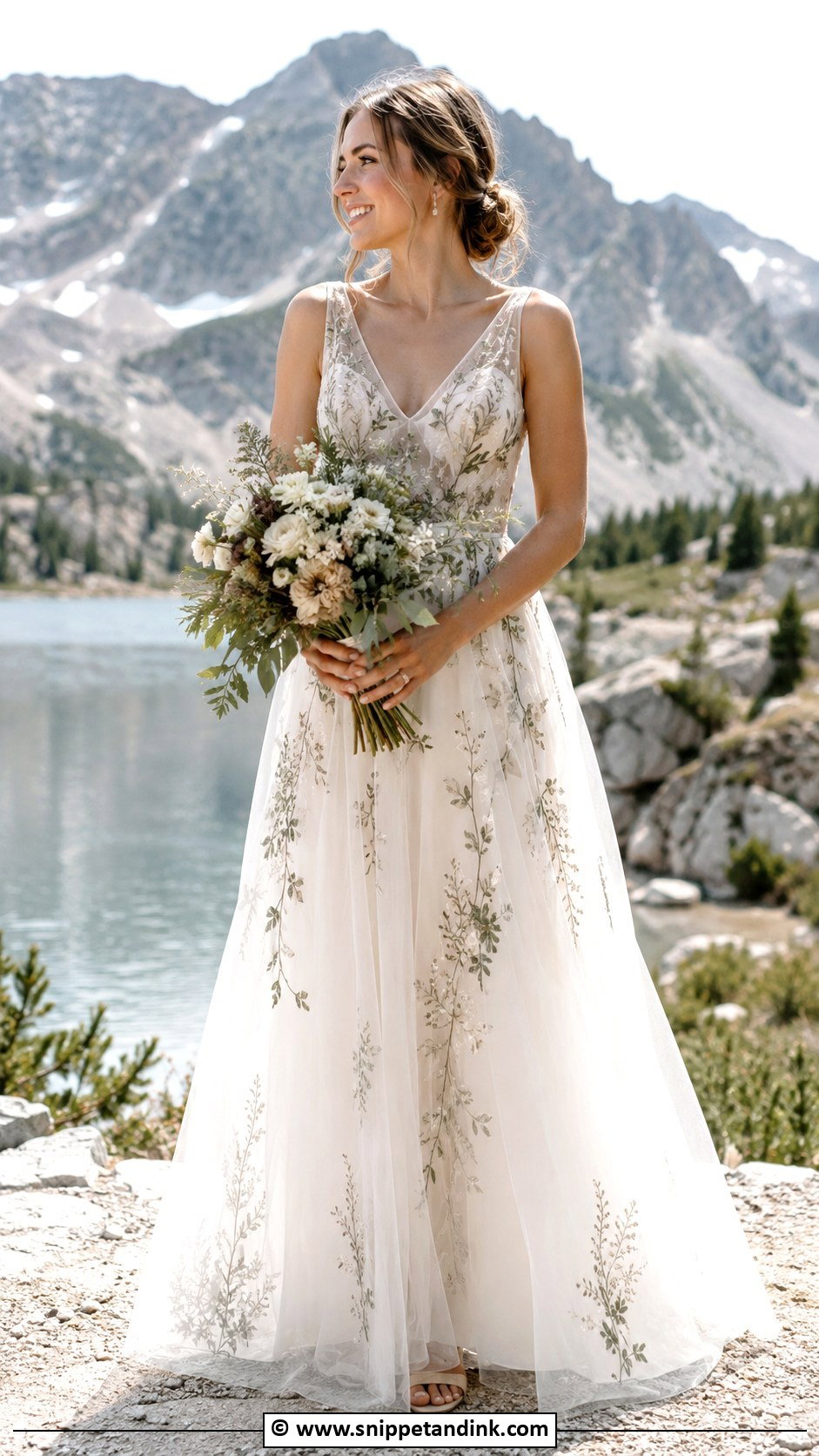 Earthy Embroidered Wedding Dress - Snippet and Ink - 30 Earthy Wedding Dresses