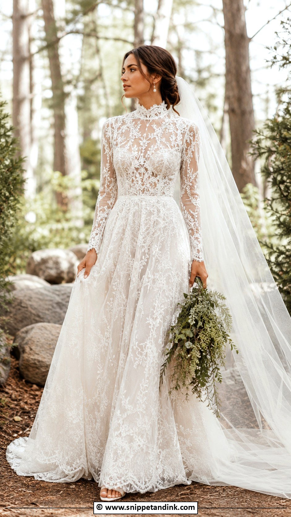 Earthy High Neck Wedding Dress - Snippet and Ink - 30 Earthy Wedding Dresses