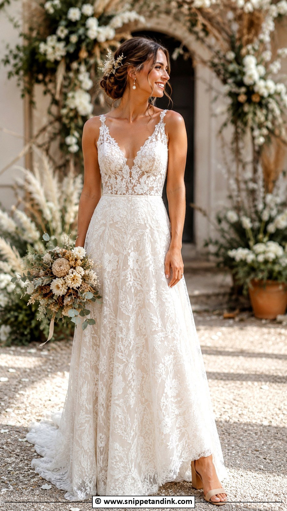 Earthy Lace Wedding Dress - Snippet and Ink - 30 Earthy Wedding Dresses