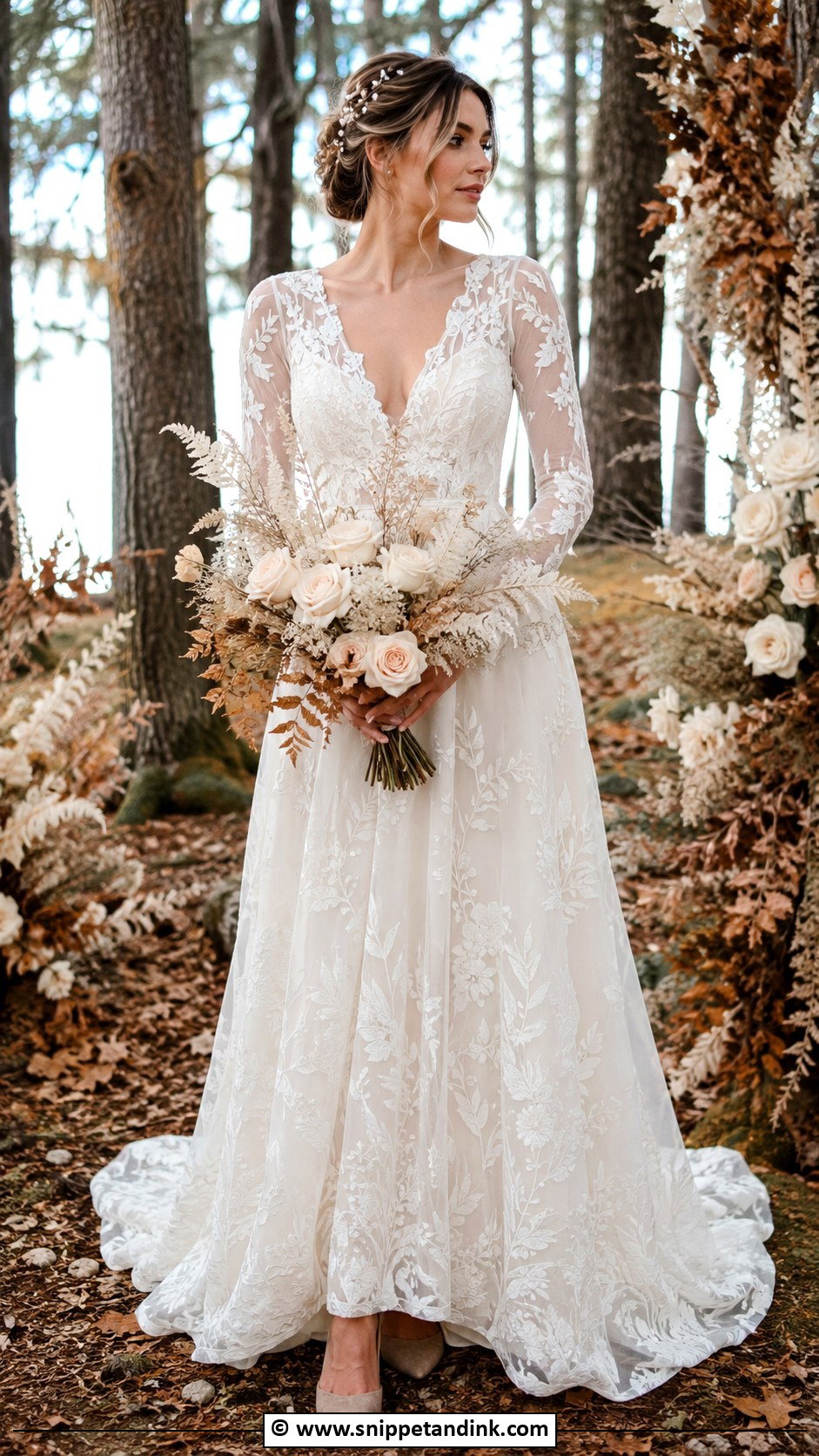 Earthy Long Sleeve Wedding Dress - Snippet and Ink - 30 Earthy Wedding Dresses