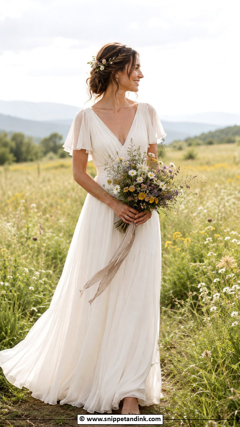 Earthy Meadow Wedding Dress - Snippet and Ink - 30 Earthy Wedding Dresses