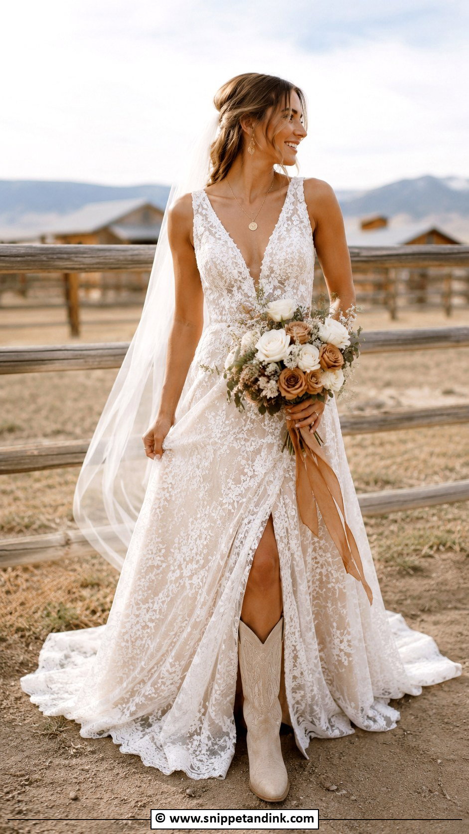 Earthy Ranch Wedding Dress - Snippet and Ink - 30 Earthy Wedding Dresses