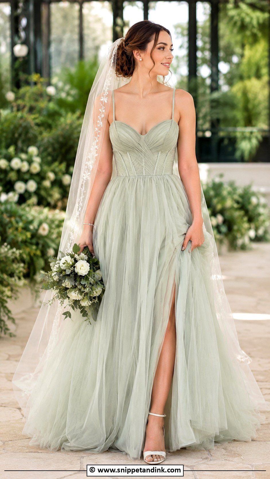 Earthy Sage Wedding Dress - Snippet and Ink - 30 Earthy Wedding Dresses