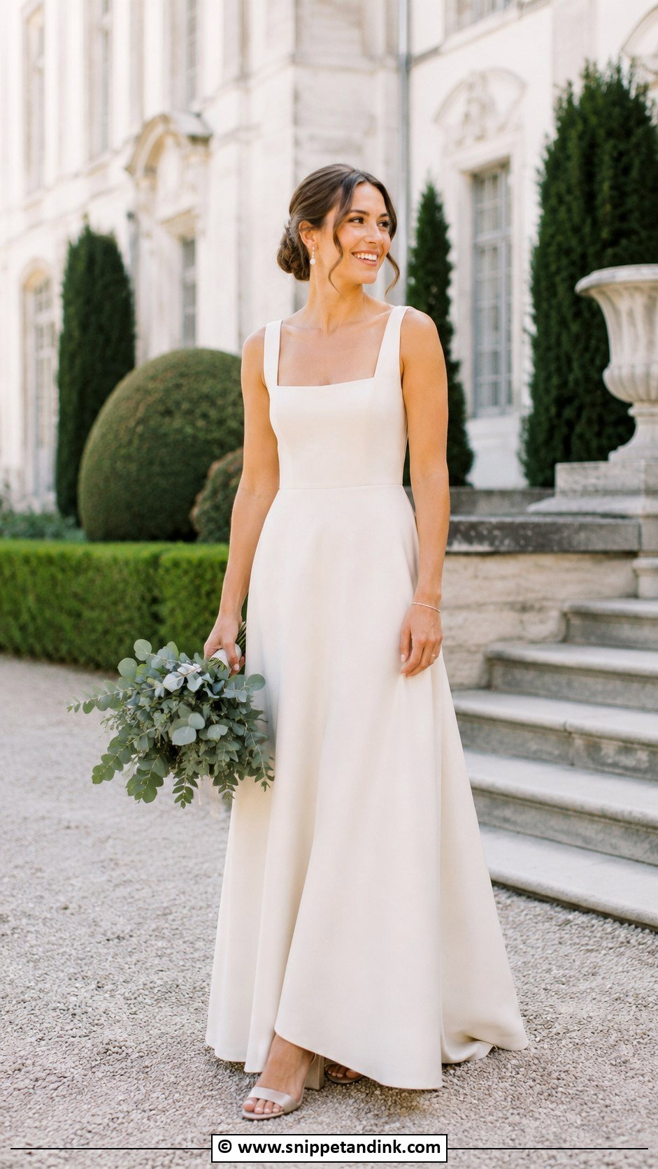Earthy Square Neck Wedding Dress - Snippet and Ink - 30 Earthy Wedding Dresses