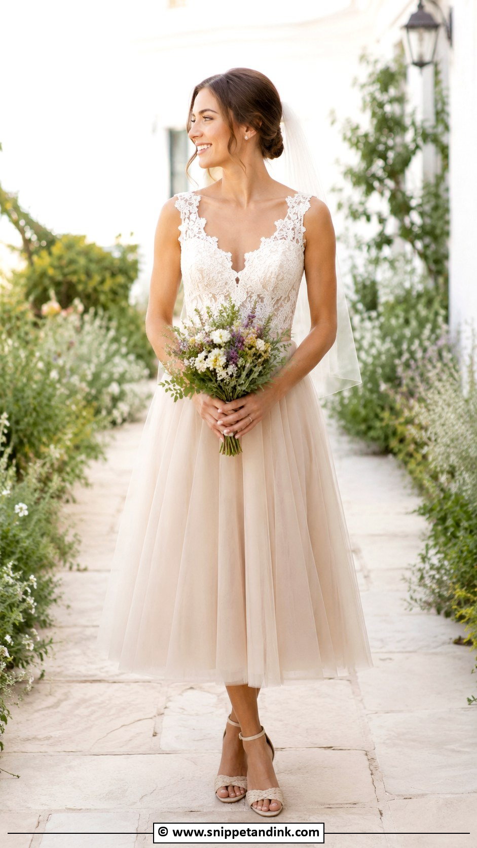 Earthy Tea Length Wedding Dress - Snippet and Ink - 30 Earthy Wedding Dresses