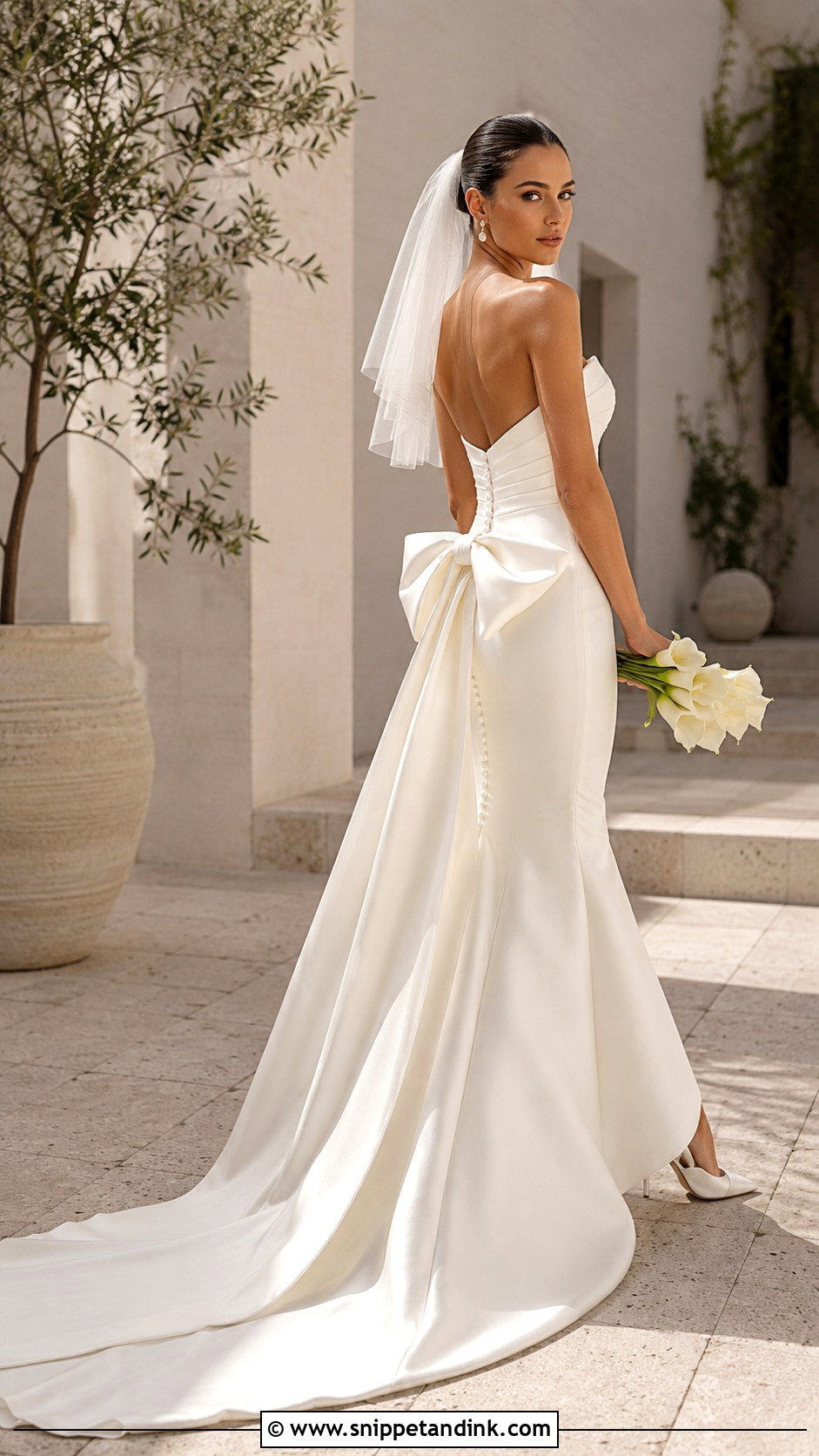 Eddy K Satin Mermaid Wedding Dress With Bow - Snippet and Ink - 20 Eddy K Wedding Dress Ideas