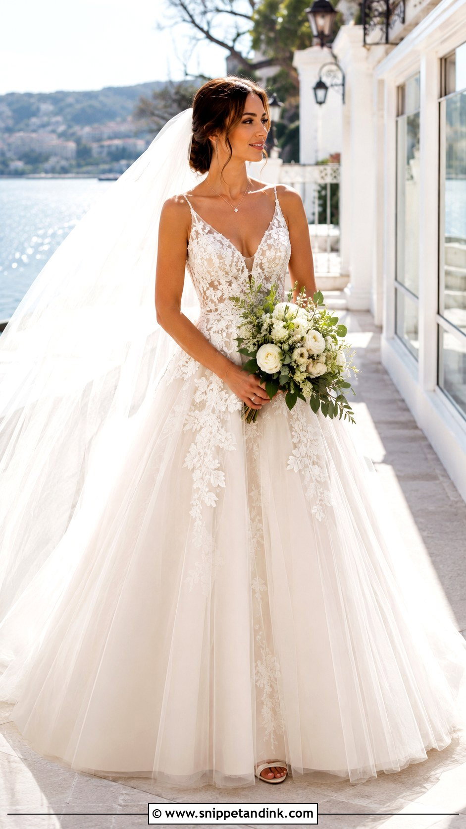 Eddy K V Neck Lace Ball Gown - Snippet and Ink - 20 Eddy K Wedding Dress Ideas