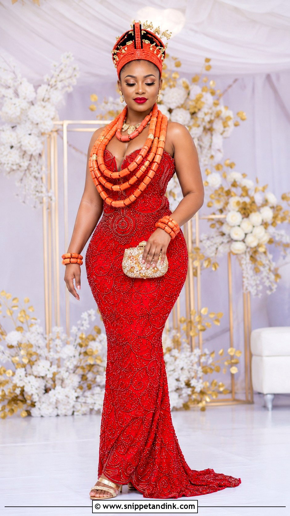 Edo Beaded Wedding Dress - Snippet and Ink - 25 Nigeria Wedding Dress Ideas