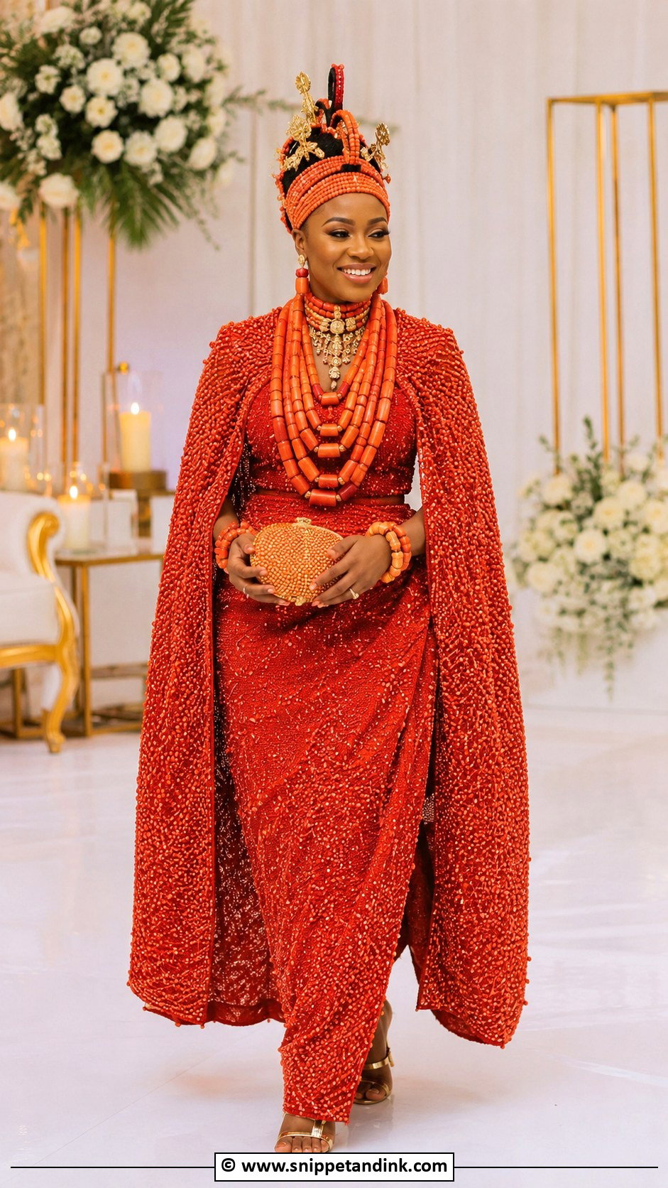 Edo Bride Beaded Cape And Wrapper - Snippet and Ink - 30 Edo Traditional Wedding Attire Ideas