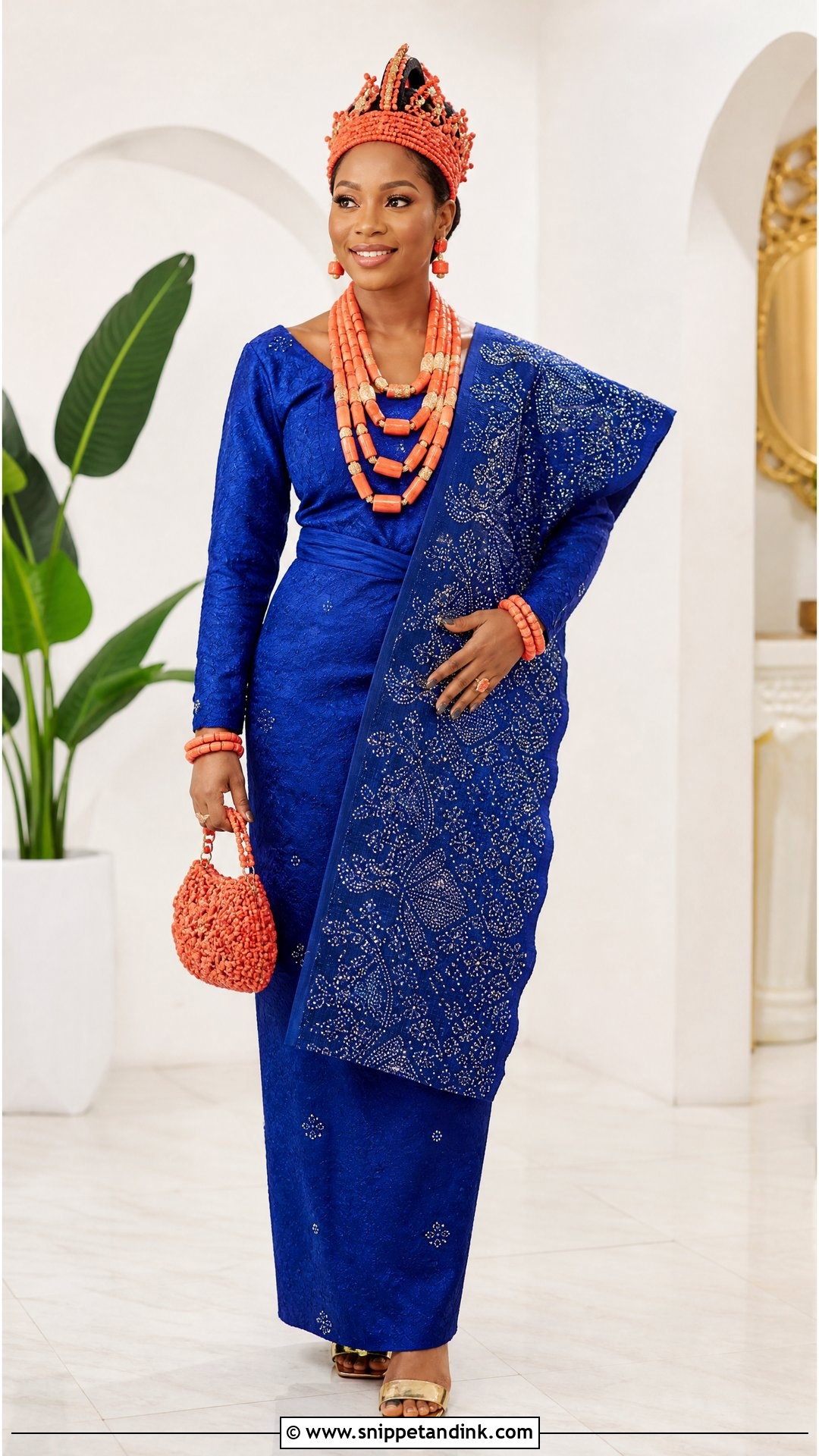 Edo Bride Blue Wrapper Outfit - Snippet and Ink - 25 Edo Bride Outfit Ideas