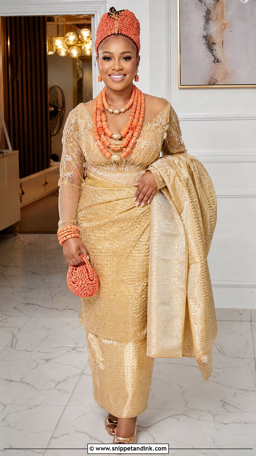 Edo Bride Gold Wrapper Outfit - Snippet and Ink - 25 Edo Bride Outfit Ideas