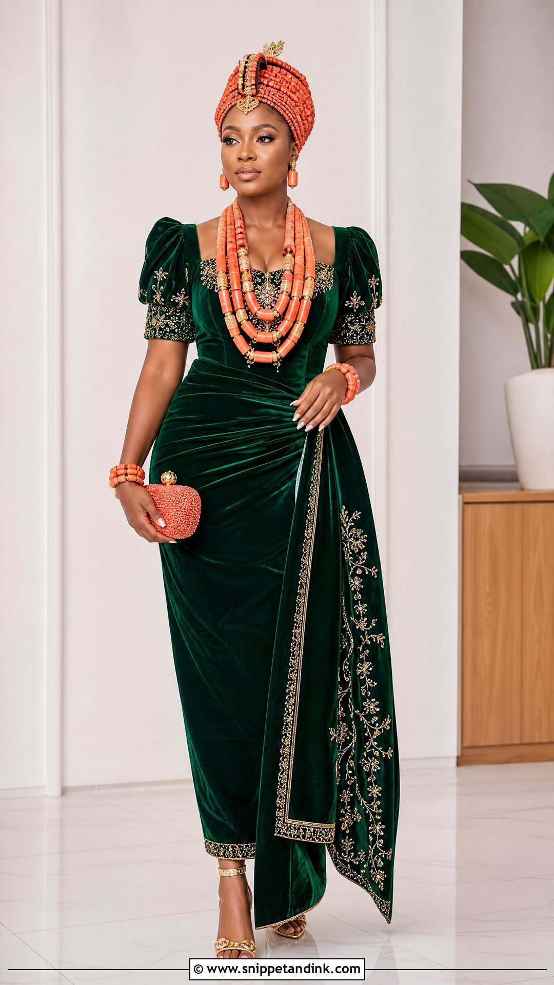 Edo Bride Green Velvet Outfit - Snippet and Ink - 25 Edo Bride Outfit Ideas