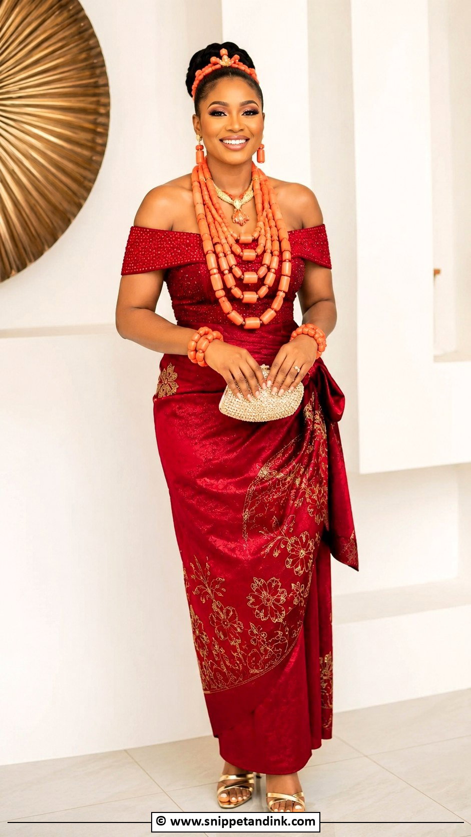 Edo Bride Off Shoulder Blouse Outfit - Snippet and Ink - 30 Edo Traditional Wedding Attire Ideas