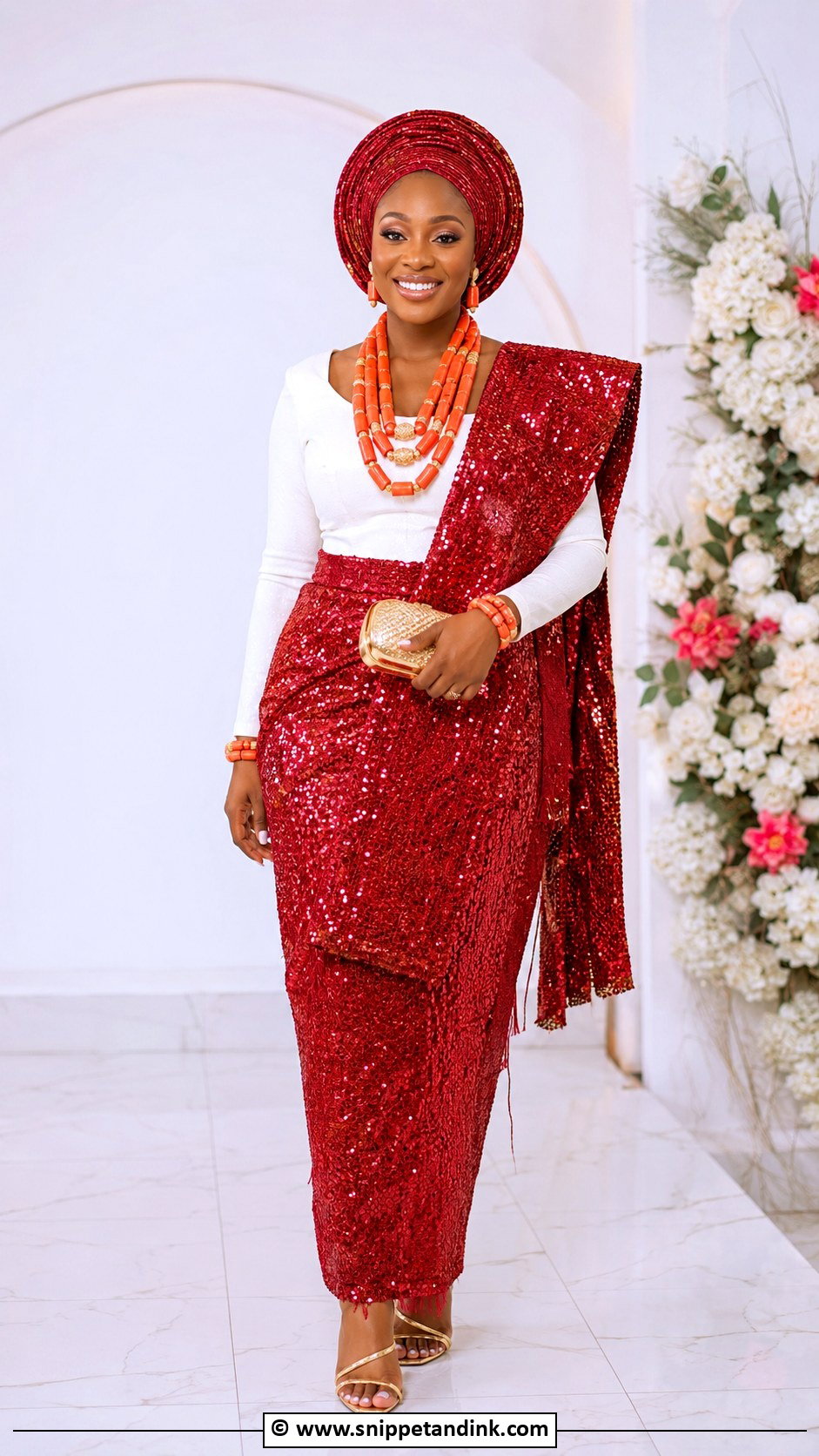 Edo Bride Sequin Wrapper Outfit - Snippet and Ink - 30 Edo Traditional Wedding Attire Ideas