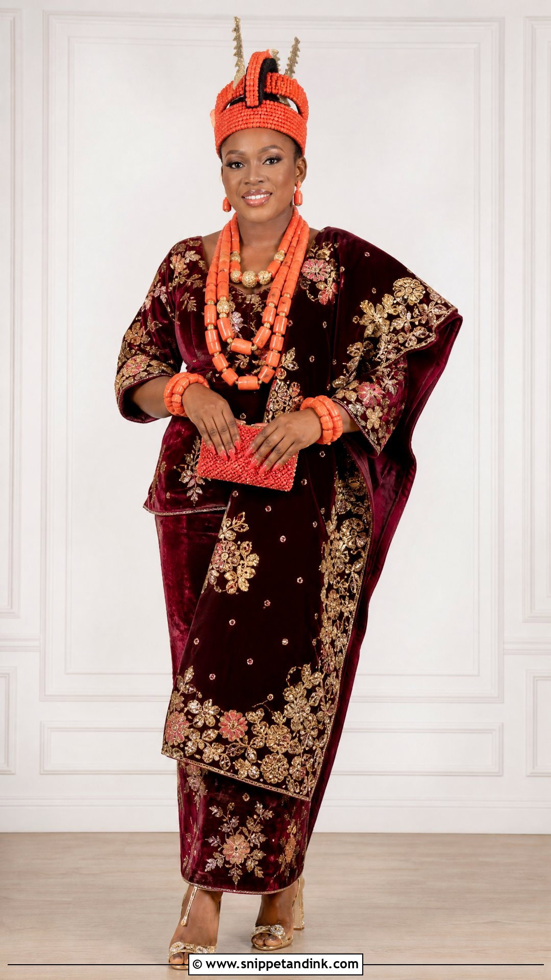 Edo Bride Velvet Wrapper Outfit - Snippet and Ink - 25 Edo Bride Outfit Ideas