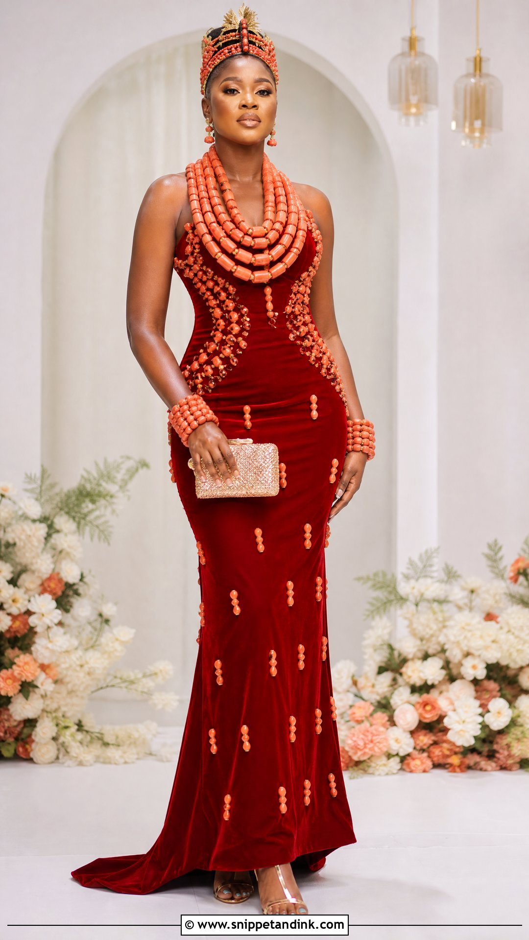 Edo Coral Bead Bridal Dress - Snippet and Ink - 25 Traditional Nigerian Wedding Dresses