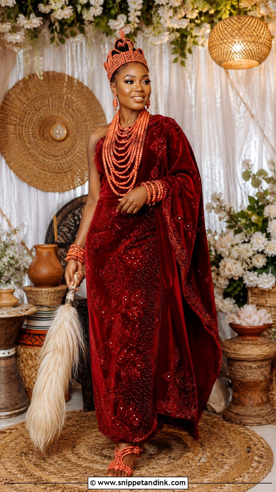 Edo Coral Bead Bride Outfit - Snippet and Ink - 25 Nigeria Traditional Wedding Outfit Ideas