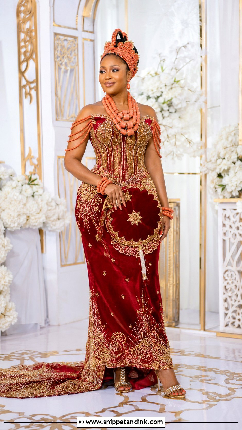 Edo Coral Bead Wedding Dress - Snippet and Ink - 20 Best Lady Wedding Dresses in Nigeria
