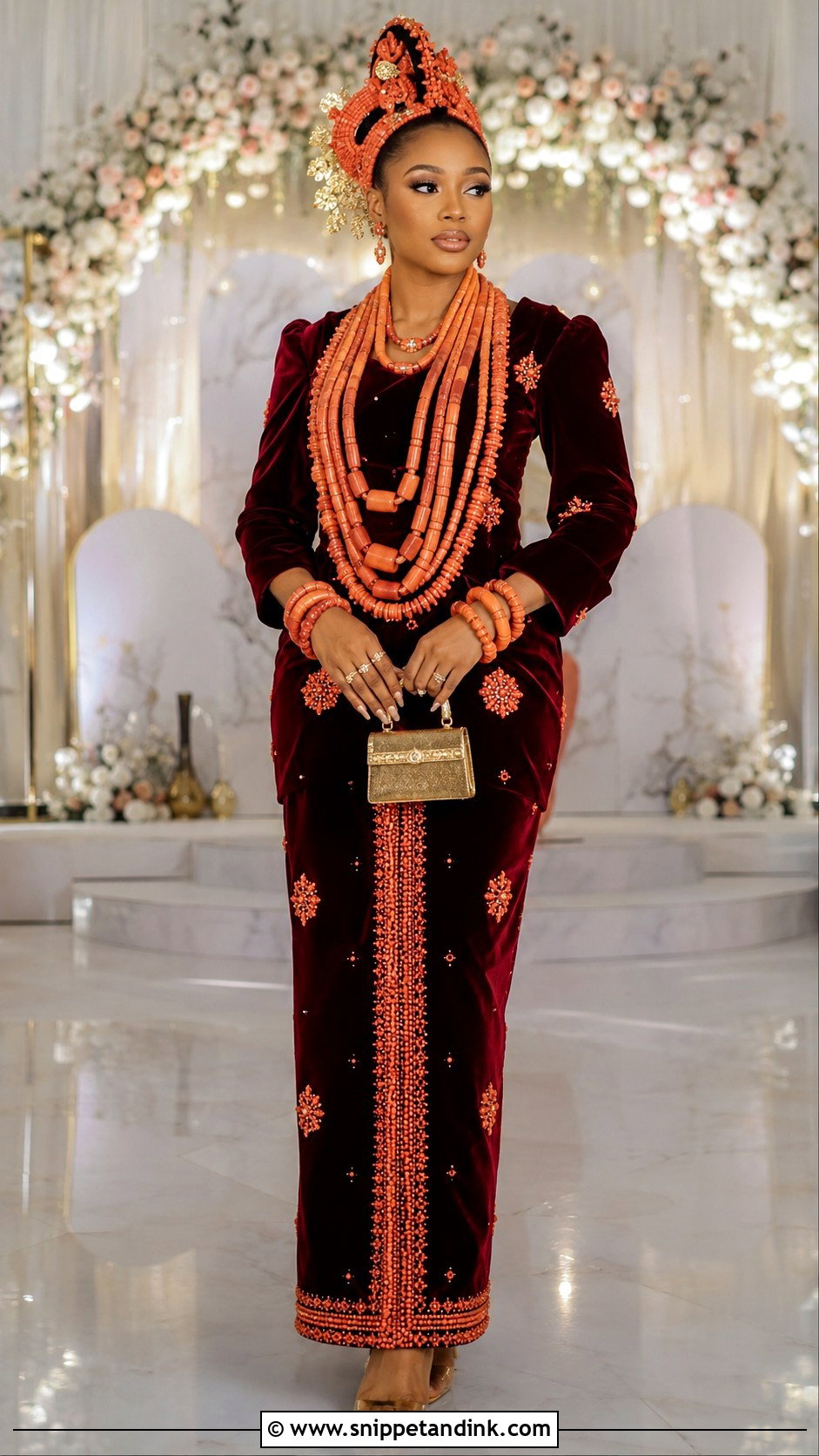 Edo Coral Bead Wedding Outfit - Snippet and Ink - 20 Traditional African Wedding Outfits