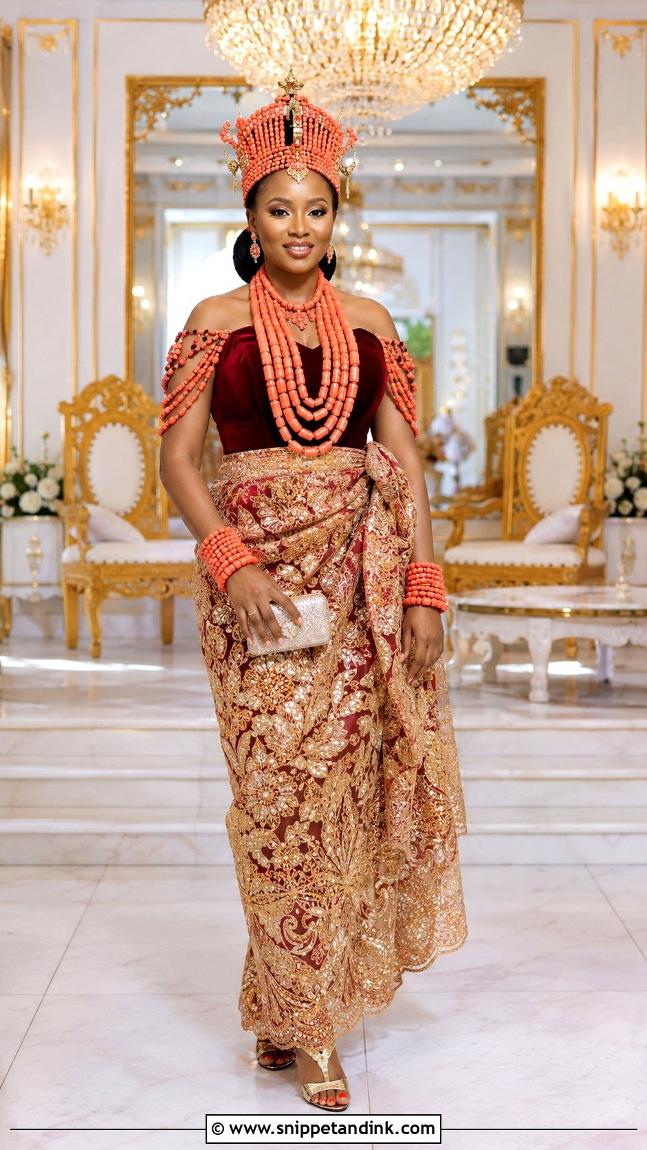 Edo George Wrapper And Okuku Bridal Outfit - Snippet and Ink - 20 Bridal Traditional Dresses Nigeria