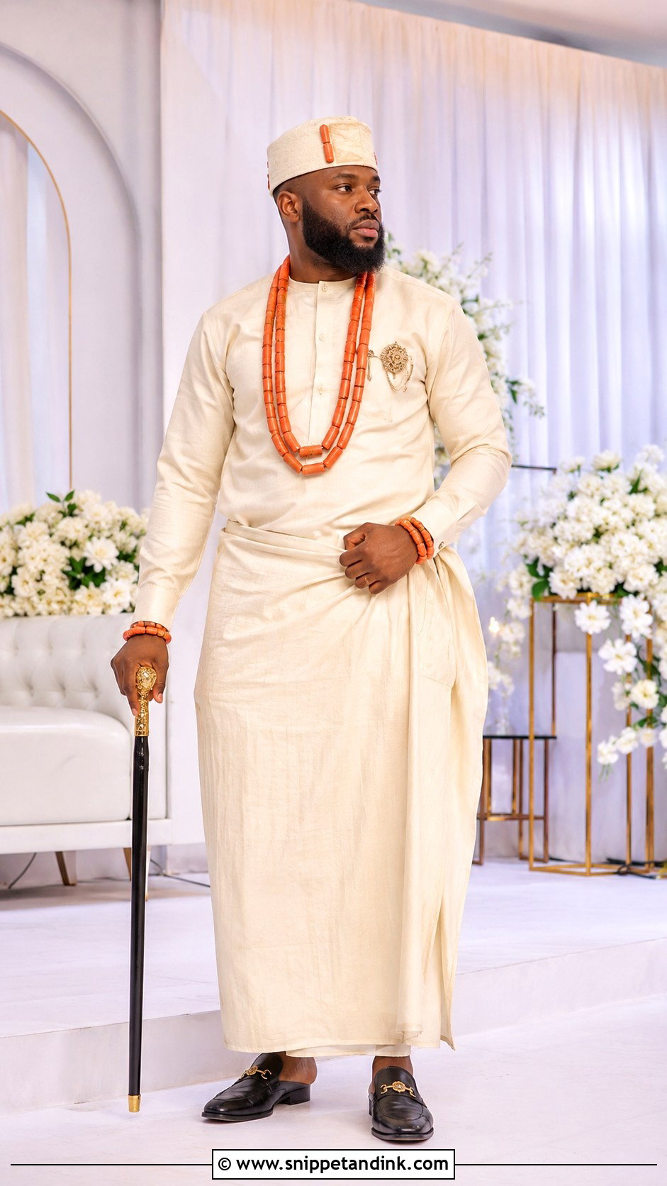 Edo Groom Coral Bead Outfit - Snippet and Ink - 25 Nigeria Traditional Wedding Outfit Ideas