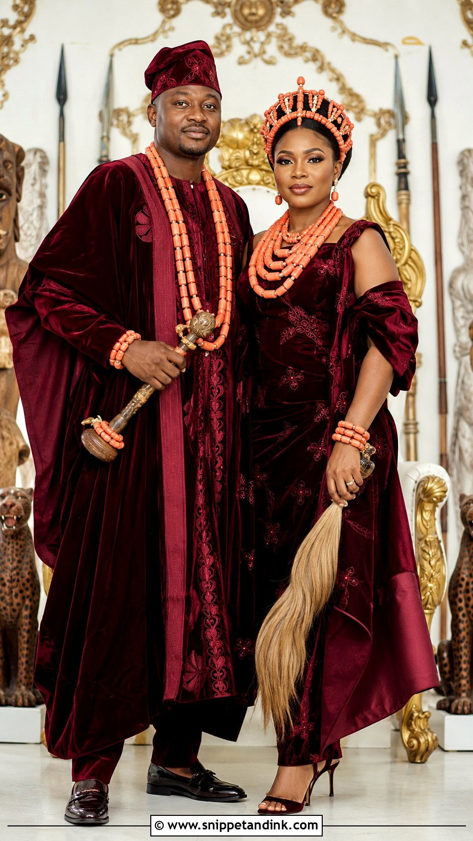 Edo Velvet Traditional Marriage Attire - Snippet and Ink - 25 Traditional Marriage Attires in Nigeria Ideas