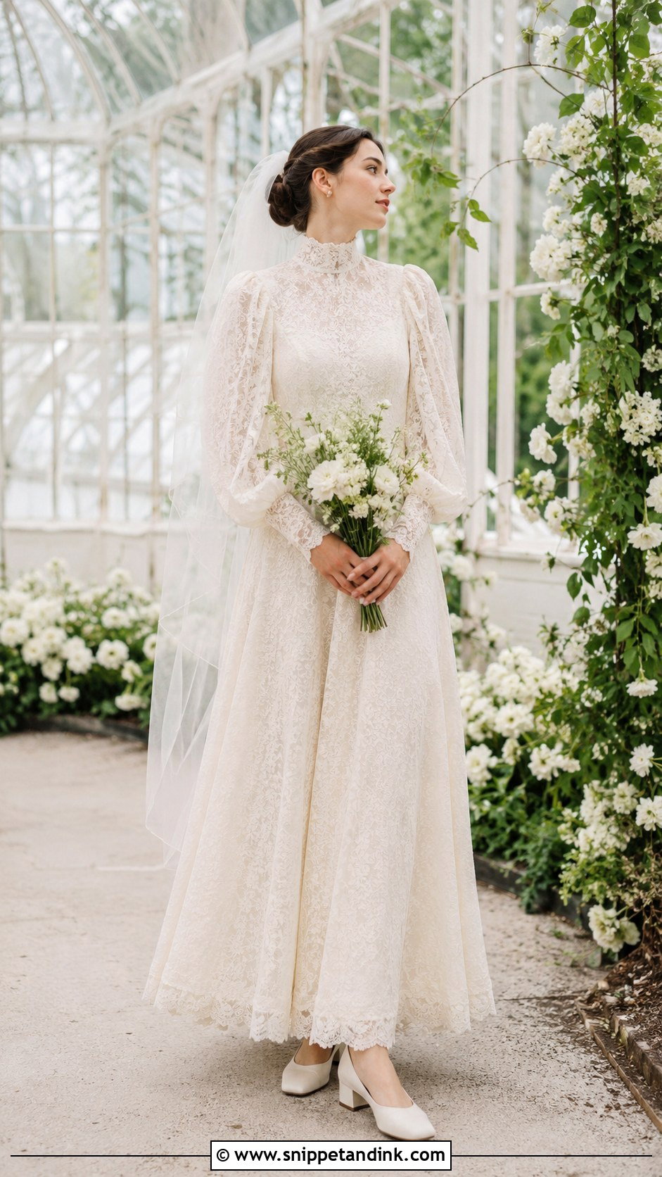 Edwardian Bishop Sleeve Lace Wedding Dress - Snippet and Ink - 20 Vintage Long Sleeve Lace Wedding Dress Ideas