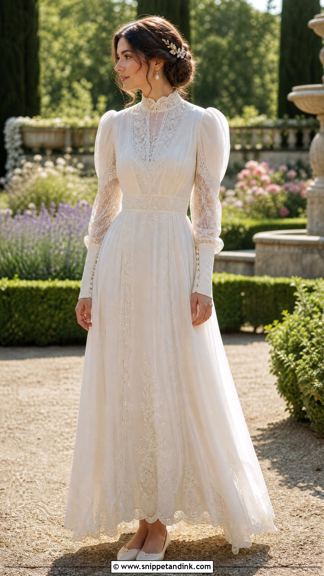 Edwardian High Neck Boho Vintage Wedding Dress - Snippet and Ink - 20 Unique Boho Vintage Wedding Dresses