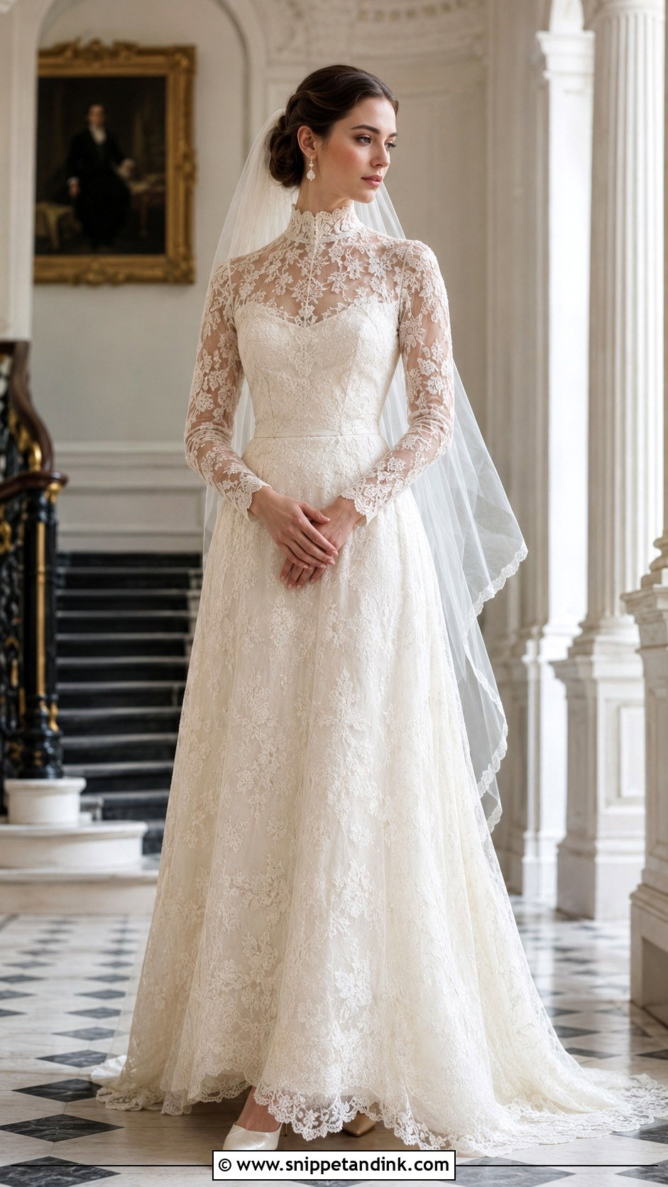 Edwardian High Neck Lace Wedding Dress - Snippet and Ink - 20 Unique Vintage Elegant Wedding Dresses