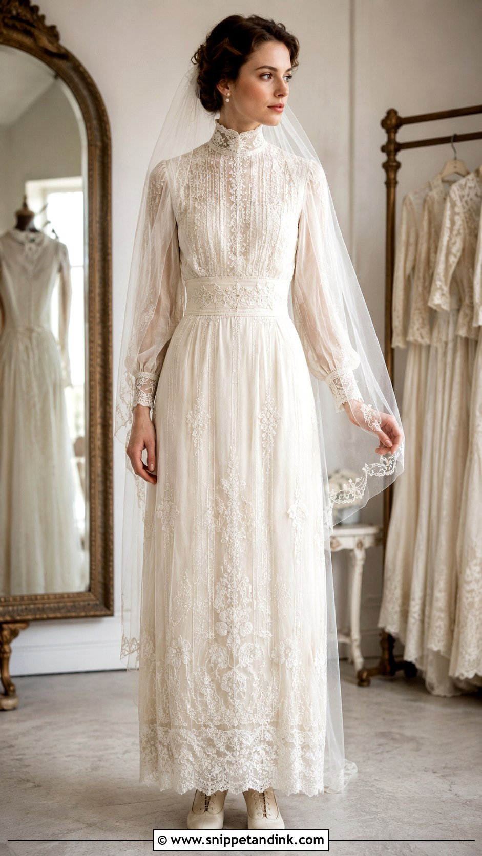 Edwardian High Neck Old Wedding Dress - Snippet and Ink - 25 Old Wedding Dresses