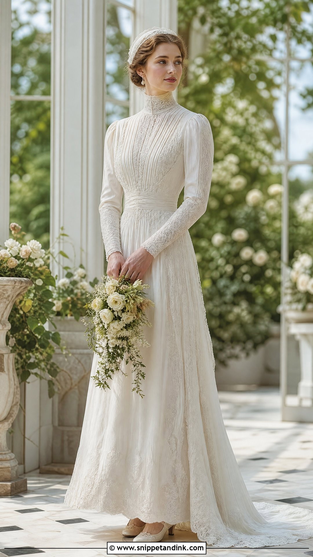Edwardian High Neck Wedding Dress - Snippet and Ink - 20 Vintage Bohemian Wedding Dresses