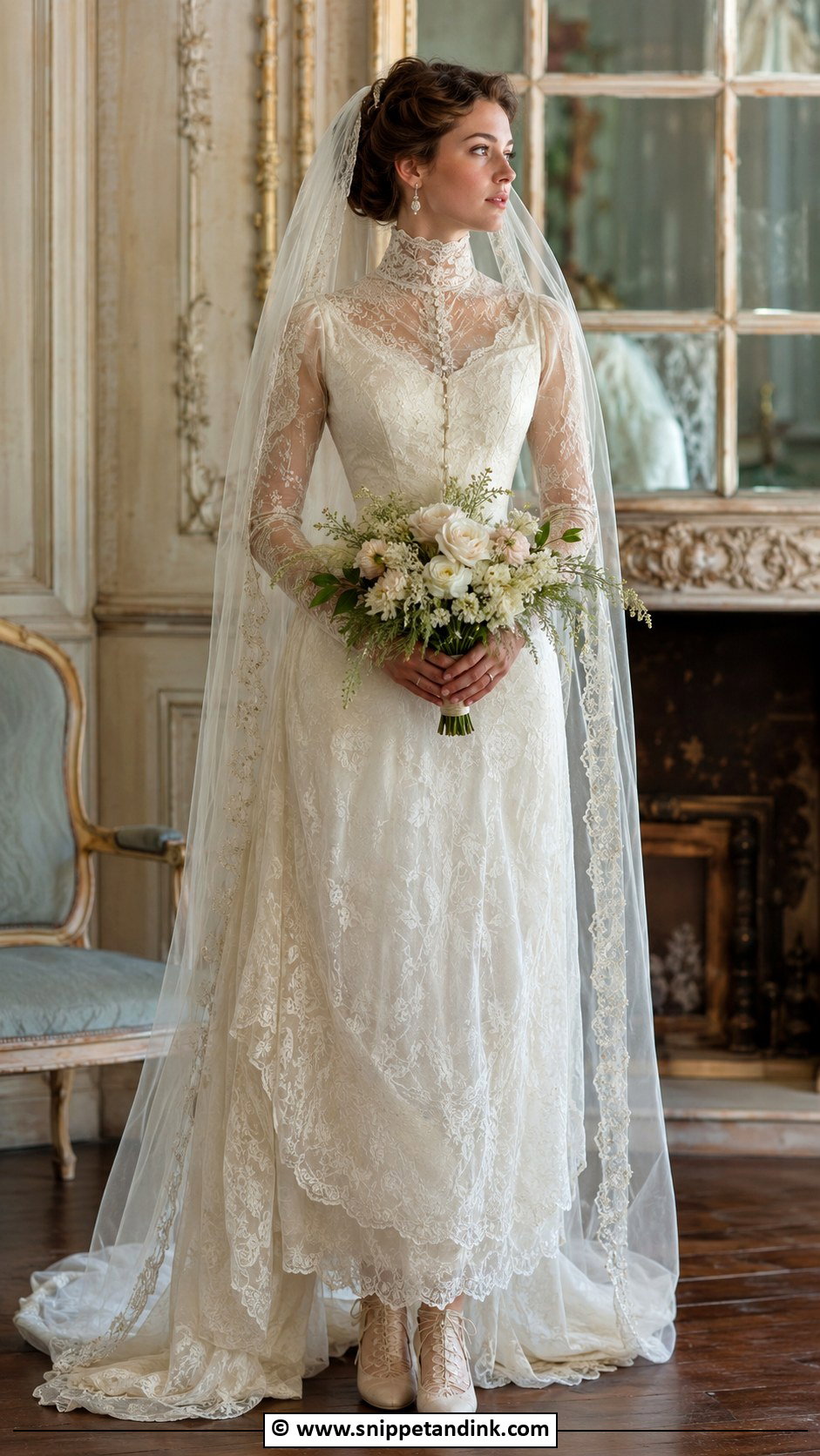 Edwardian High Neck Wedding Dress - Snippet and Ink - 25 Vintage Style Wedding Dresses