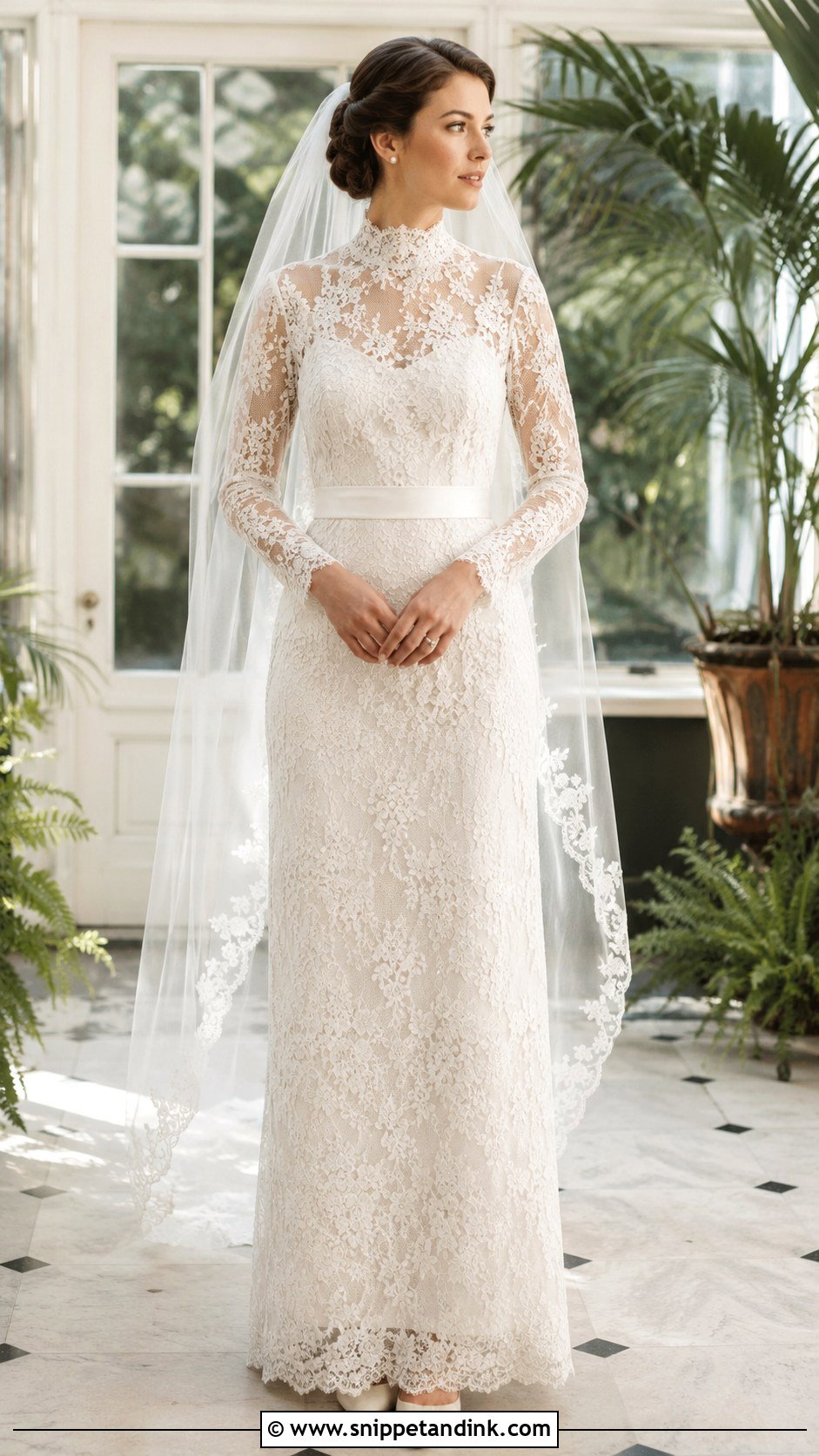 Edwardian Lace Column Wedding Dress - Snippet and Ink - 20 Vintage Inspired Wedding Dress Ideas