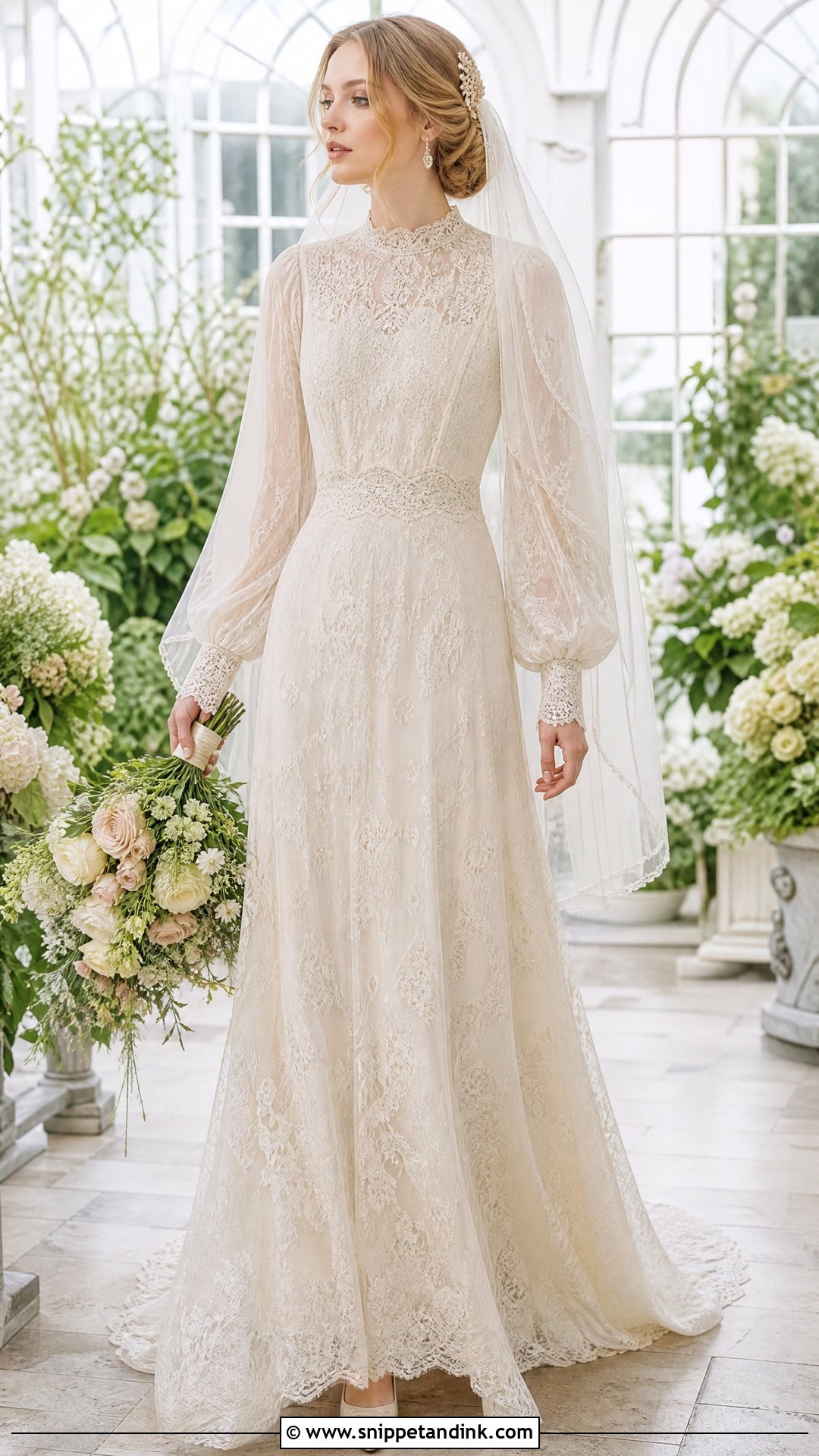 Edwardian Lace Wedding Dress with Bishop Sleeves - Snippet and Ink - 20 Vintage Wedding Dresses with Sleeves