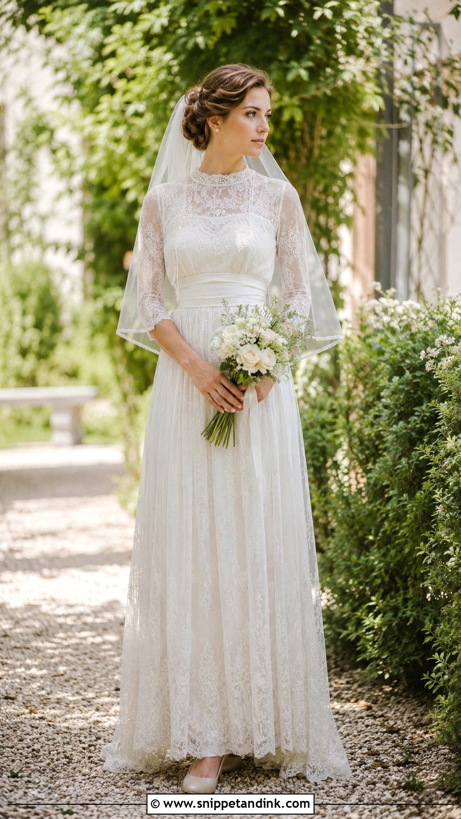 Edwardian Long Sleeve Antique Lace Wedding Dress - Snippet and Ink - 20 Antique Lace Wedding Dress Ideas