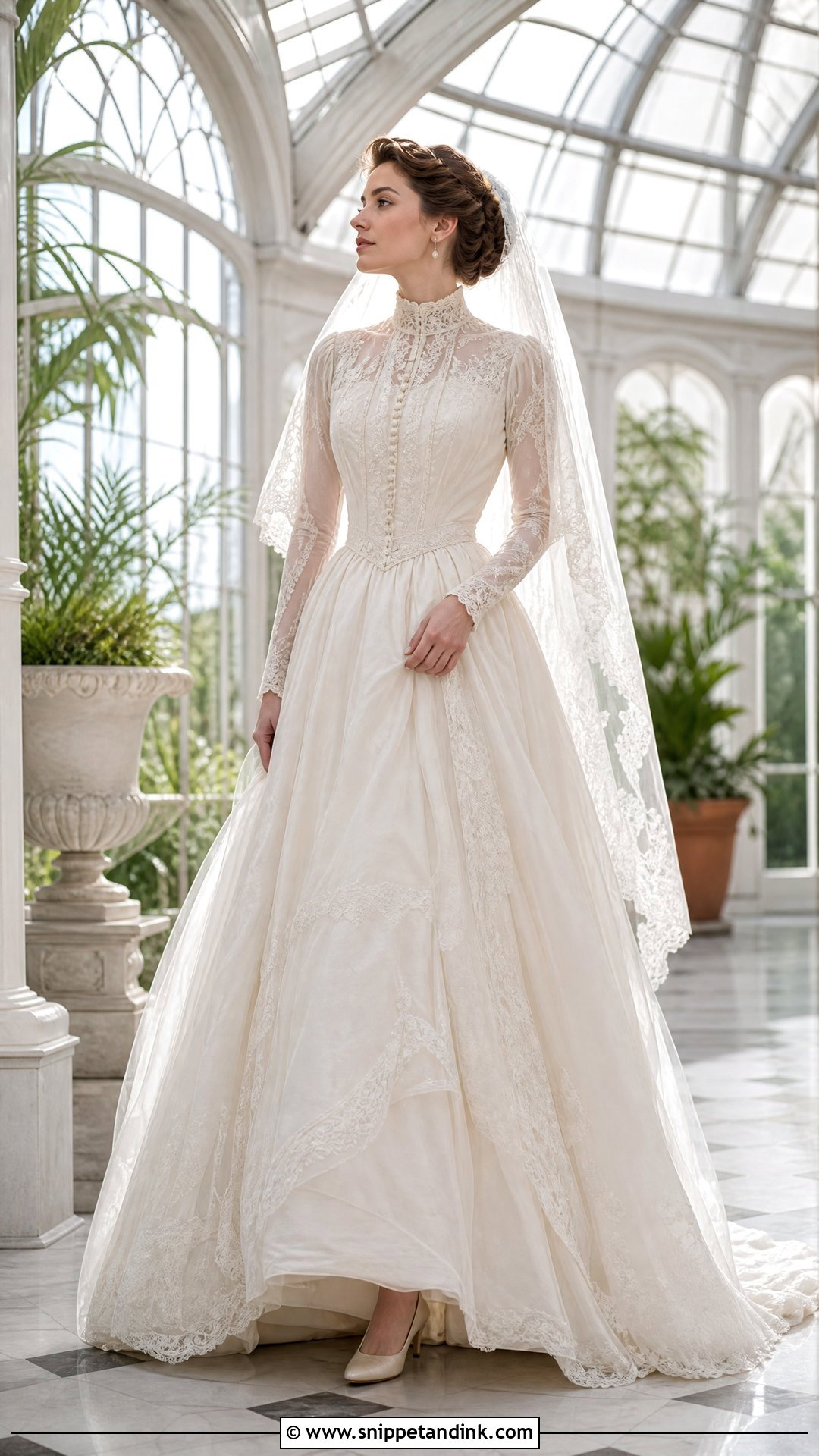Edwardian Long Sleeve Vintage Ballgown Wedding Dress - Snippet and Ink - 20 Vintage Ballgown Wedding Dress Ideas