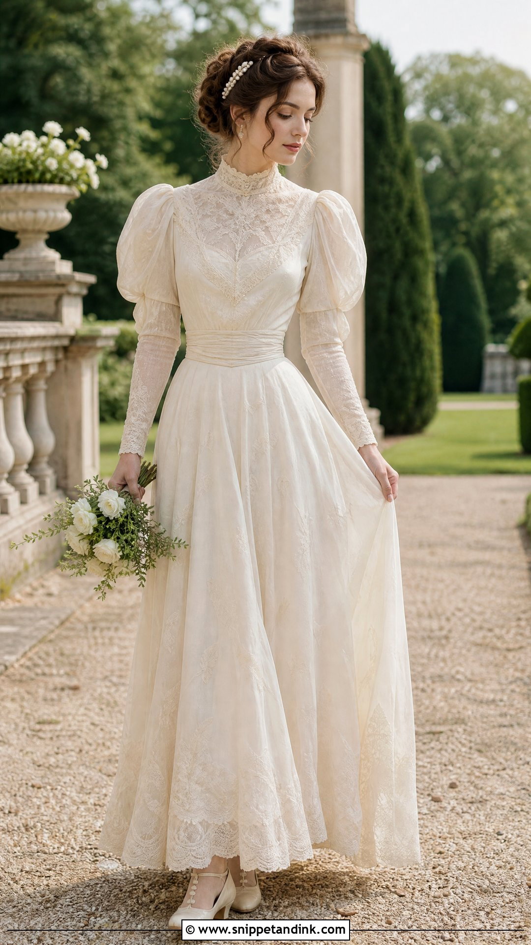 Edwardian Vintage Wedding Dress With Leg Of Mutton Sleeves - Snippet and Ink - 20 Vintage Wedding Dress Sleeves