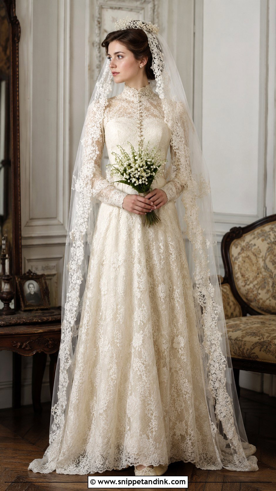 Edwardian Wedding Dress With Antique Veil - Snippet and Ink - 25 Edwardian Wedding Dress Ideas