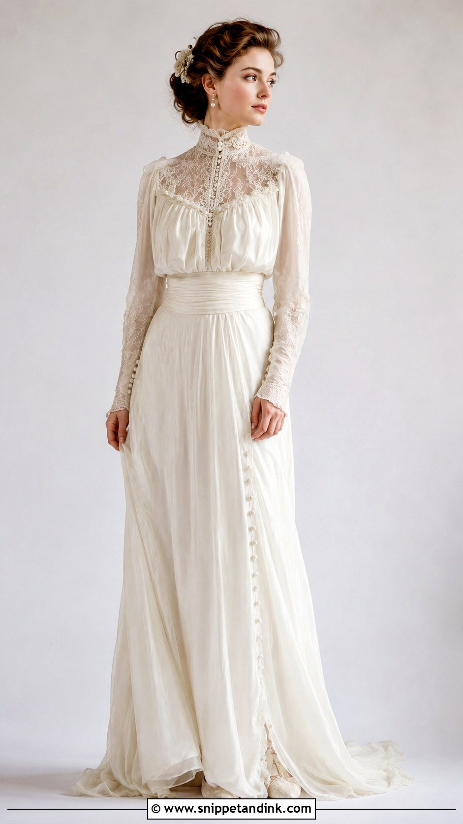 Edwardian Wedding Dress With Blouson Bodice - Snippet and Ink - 25 Edwardian Wedding Dress Ideas