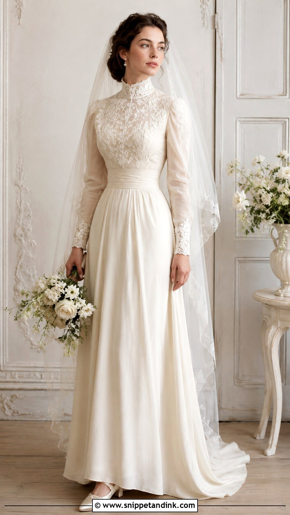 Edwardian Wedding Dress With Embroidered Bodice - Snippet and Ink - 25 Edwardian Wedding Dress Ideas