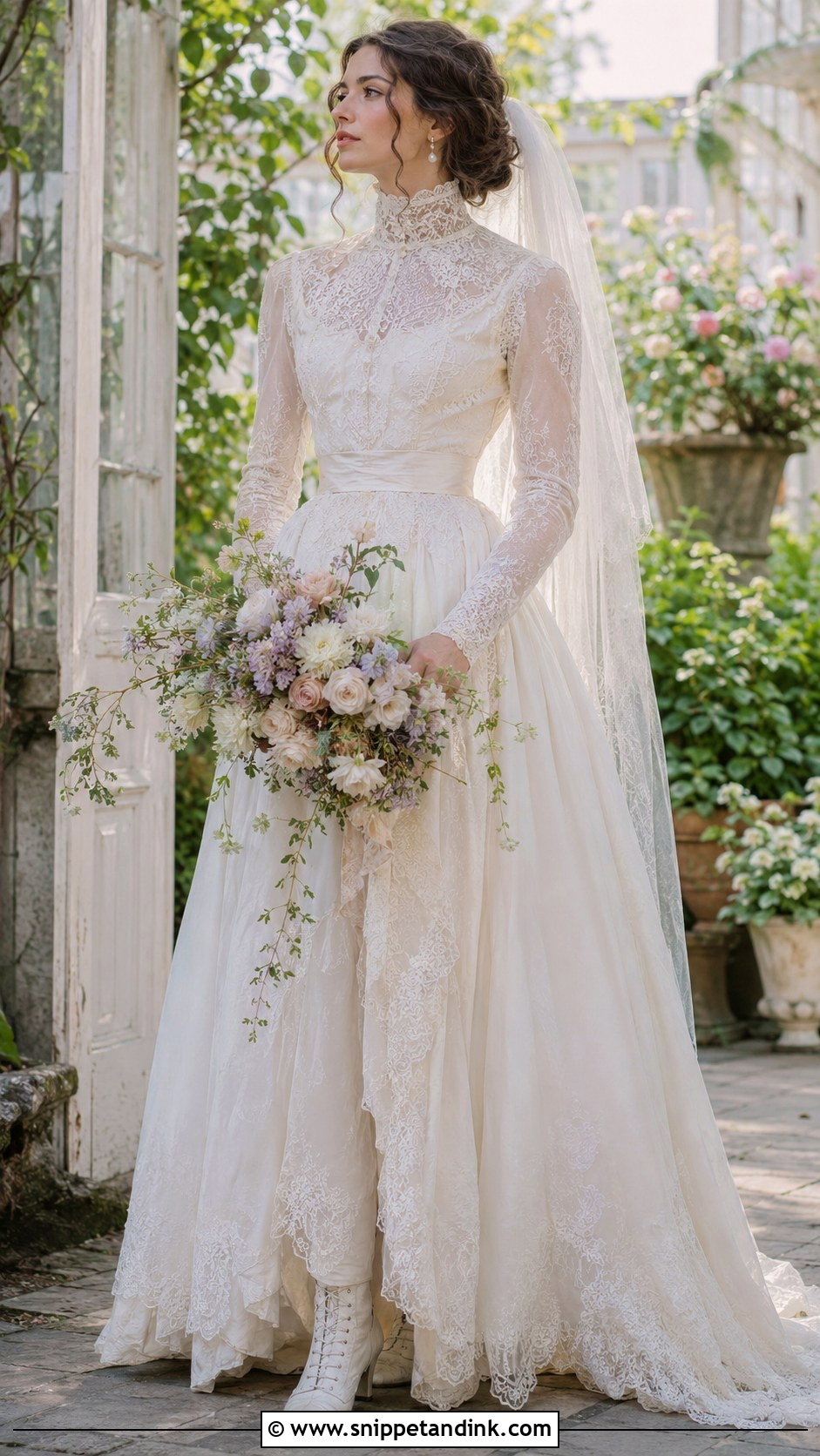 Edwardian Wedding Dress With Garden Bouquet - Snippet and Ink - 25 Edwardian Wedding Dress Ideas