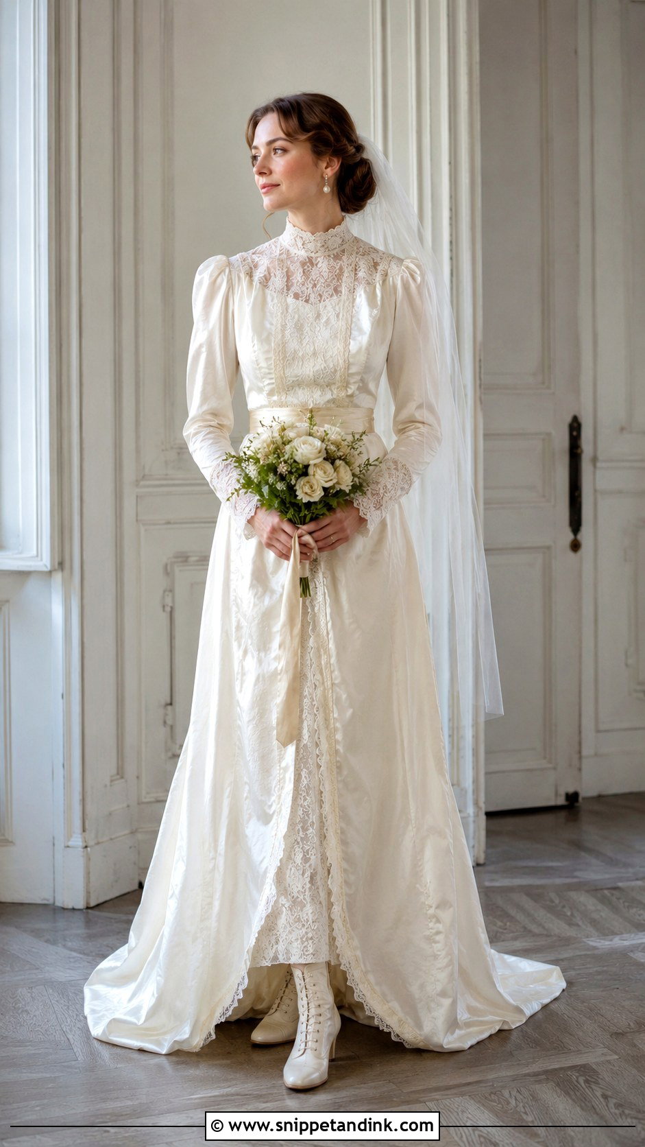 Edwardian Wedding Dress With Lace Collar - Snippet and Ink - 25 Edwardian Wedding Dress Ideas