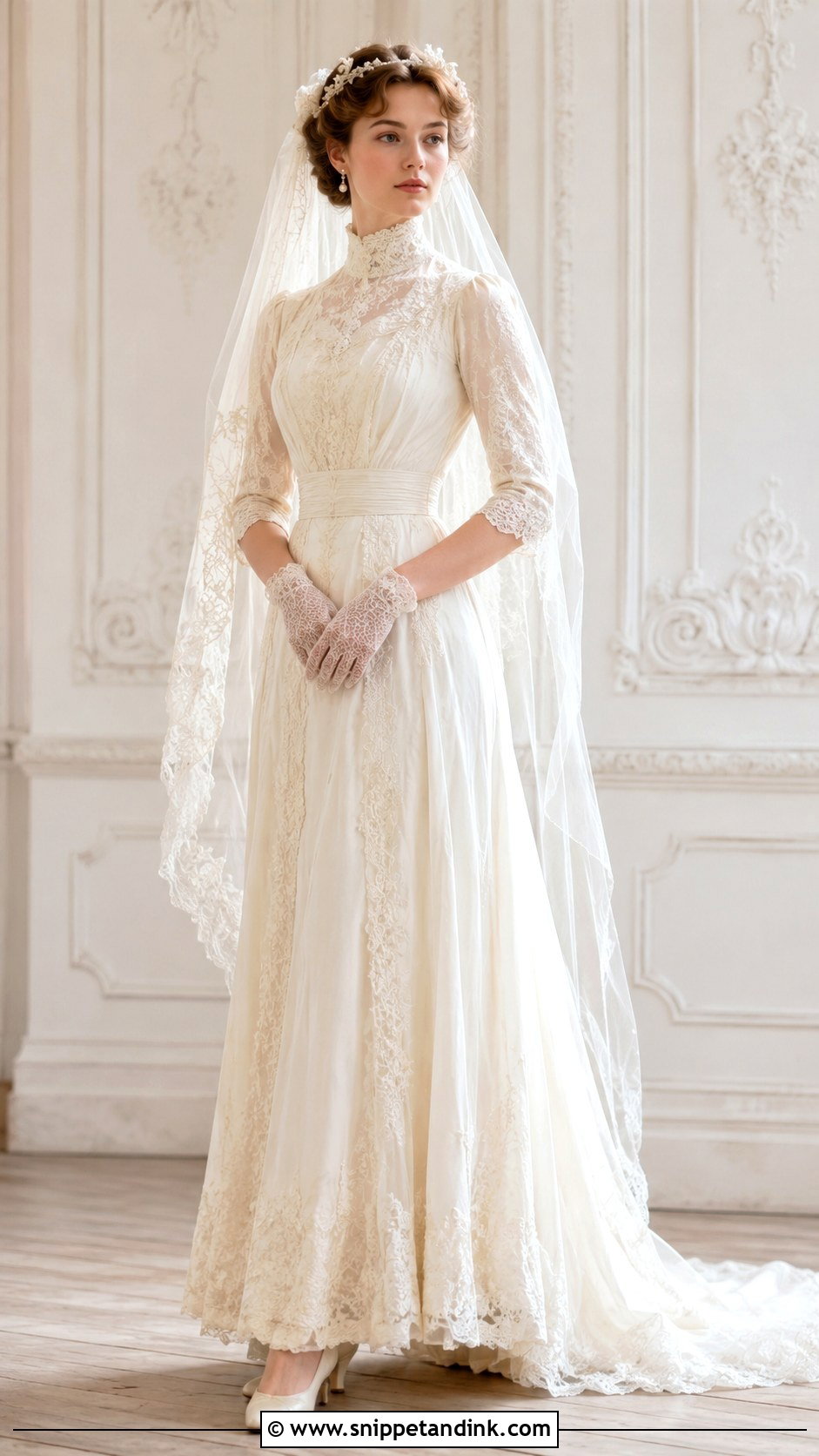 Edwardian Wedding Dress With Lace Gloves - Snippet and Ink - 25 Edwardian Wedding Dress Ideas