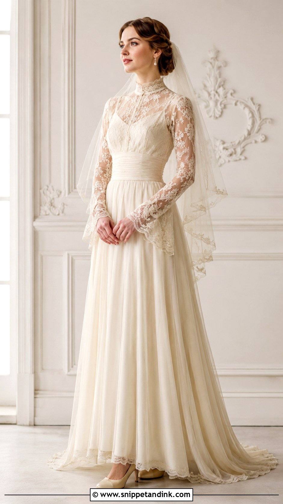 Edwardian Wedding Dress With Lace Sleeves - Snippet and Ink - 25 Edwardian Wedding Dress Ideas