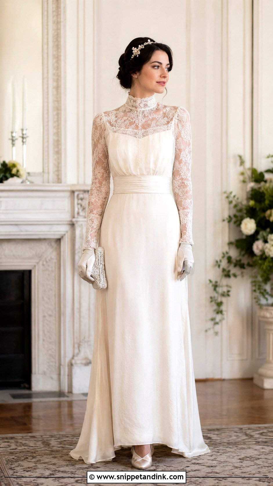 Edwardian Wedding Dress With Lace Yoke - Snippet and Ink - 25 Edwardian Wedding Dress Ideas