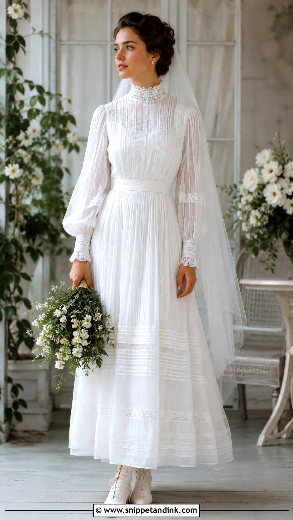 Edwardian Wedding Dress With Pintuck Detail - Snippet and Ink - 25 Edwardian Wedding Dress Ideas