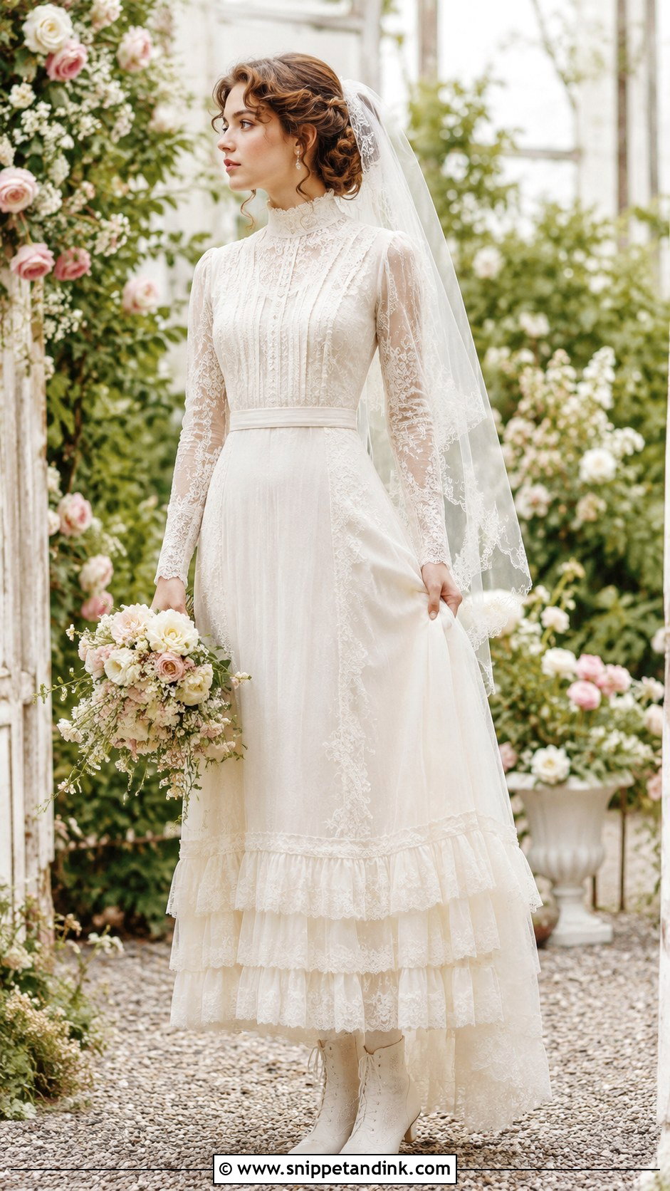 Edwardian Wedding Dress With Ruffle Hem - Snippet and Ink - 25 Edwardian Wedding Dress Ideas