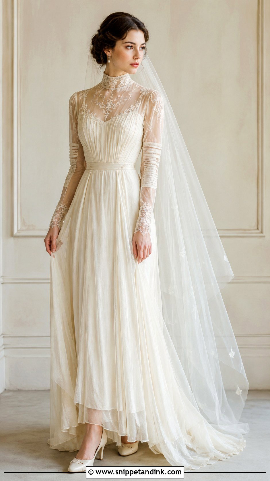 Edwardian Wedding Dress With Sheer Neckline - Snippet and Ink - 25 Edwardian Wedding Dress Ideas
