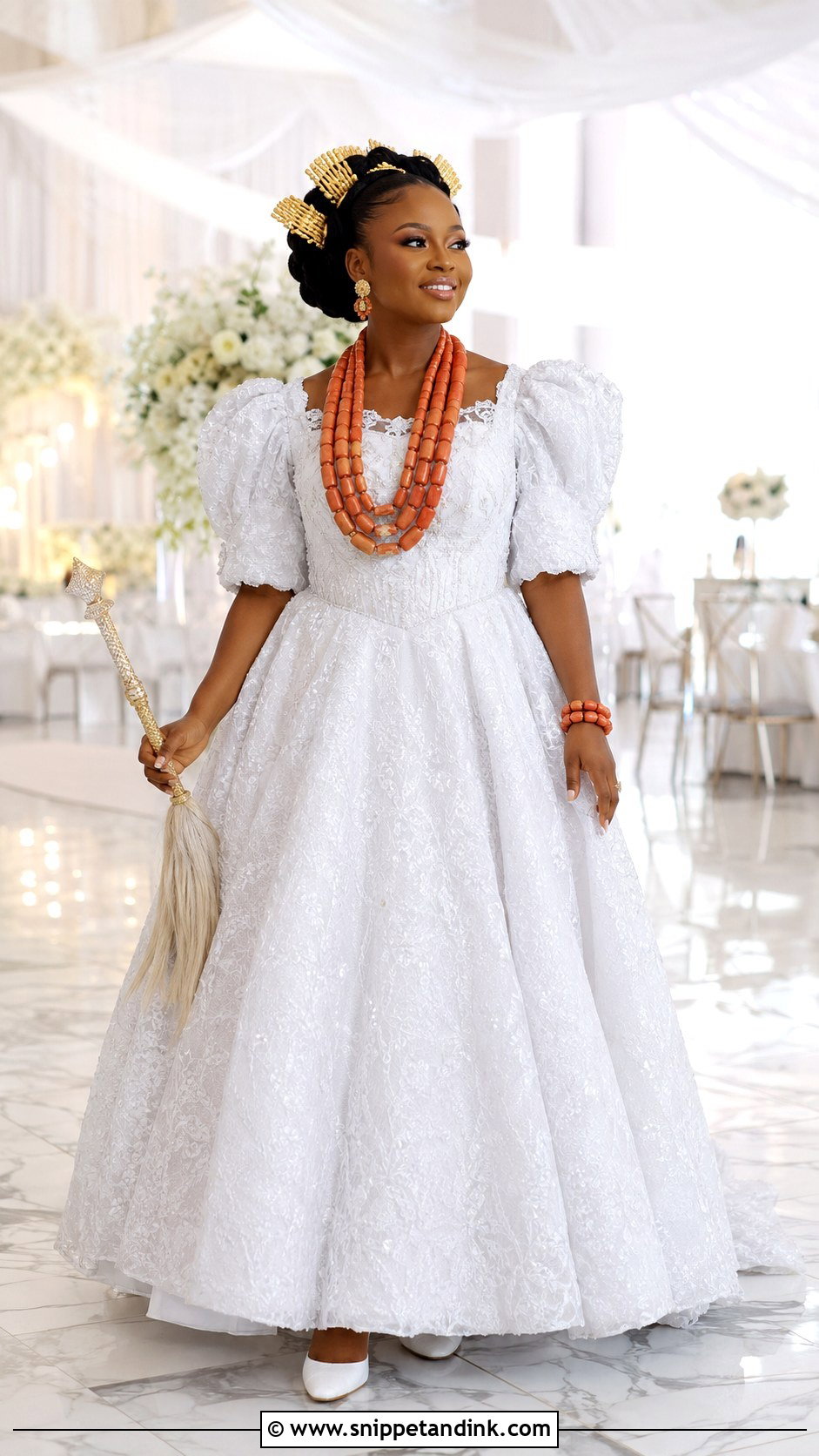 Efik Bride White Onyonyo Gown - Snippet and Ink - 20 Nigeria Bride Traditional Dress Ideas